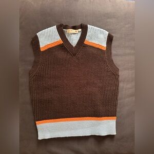 Marni Brown and Gray Knit Vest with Orange Highlights